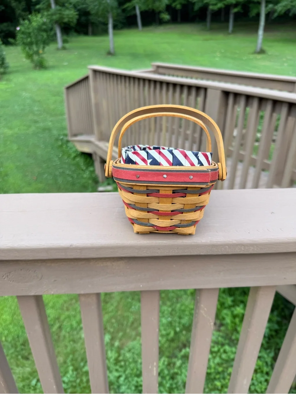 Longaberger All American Summertime Basket with Red, White Blue Star Liner 1996